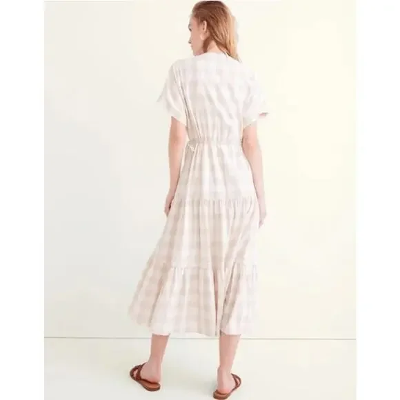 Madewell Button-Front Tiered Midi Dress in Undyed Gingham Edition (XL) - Picture 3 of 7